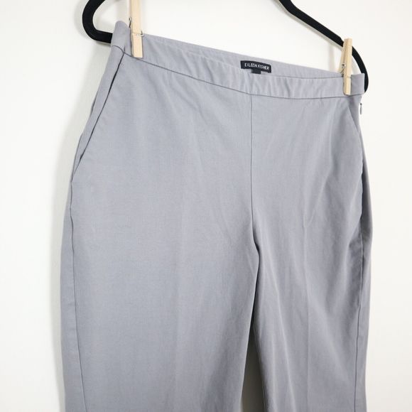 Eileen Fisher Size 8 Organic Cotton Cropped Pants Stretch Zinc Gray Flat Front - Picture 5 of 10